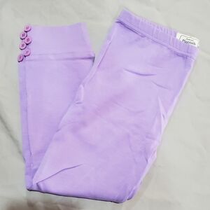 Pastel Purple Kids Capri Leggings with Button Detail